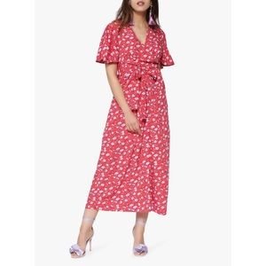 Floral Midi Red Dress Vero Moda Poppy Red Molly Print